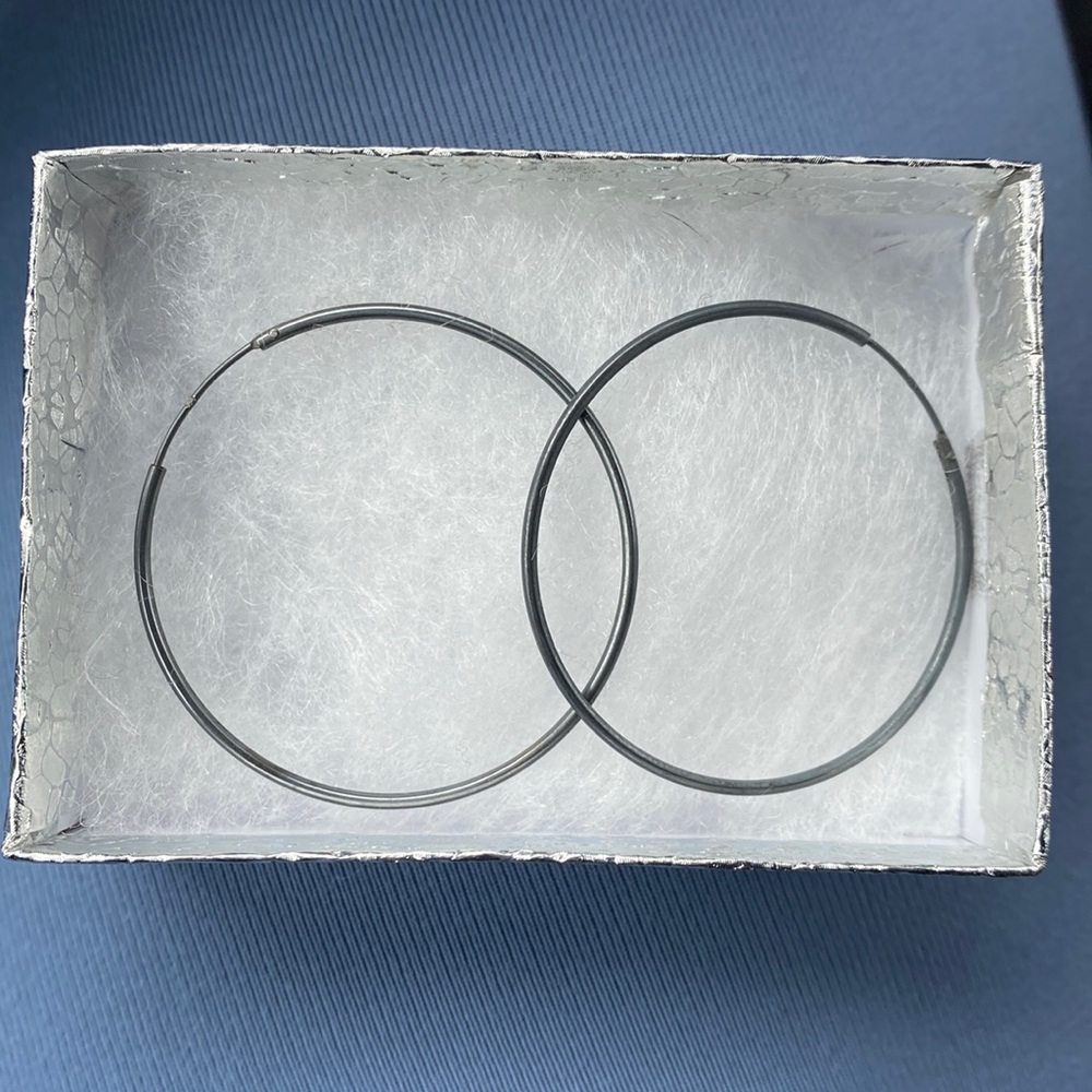 Dark Silver Hoop Earrings